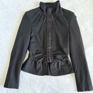 Gucci Black Tailored Peplum Jacket with High Stand Collar